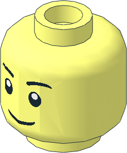 Minifig Head with Smile, Black Eyebrows and White Pupils Pattern (Hollow Stud)