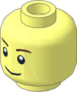 Minifig Head with Smile, Brown Eyebrows and White Pupils Pattern (Hollow Stud)