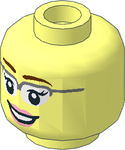 Minifig Head Female with Silver Glasses and Pink Lips Smiling Pattern
