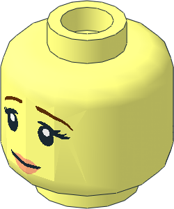 Minifig Head Female with Brown Eyebrows, Peach Lips, Pensive Smile / Scared 2-Sided Pattern