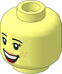 Minifig Head Female with Black Eyebrows, Peach Lips, Open Smile with Teeth / Sleeping 2-Sided Pattern