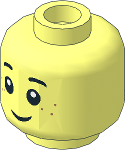 Minifig Head with Black Eyebrows, Freckles, Smile / Worried 2-Sided Pattern