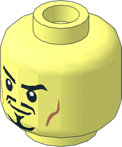 Minifig Head with Beard, Happy/Angry 2-Sided Pattern