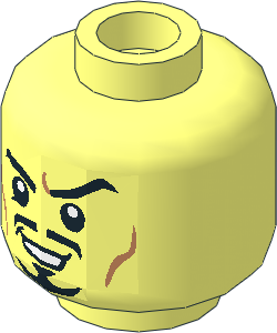 Minifig Head with Beard, Sneering/Scared 2-Sided Pattern