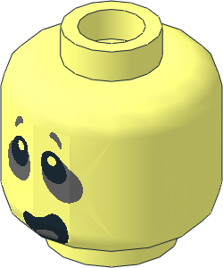 Minifig Head with Dark Bluish Grey around Eyes and Open Mouth Lopsided Pattern