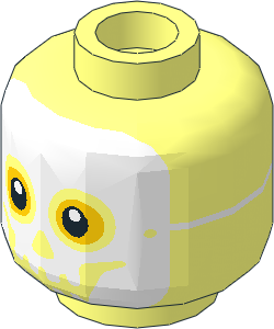 Minifig Head with White Skull Mask, Yellow Eyes and White String Tied in Back Pattern