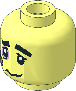 Minifig Head with Thick Black Eyebrows, Lavender Black Eye, Adhesive Bandage and Frown Pattern