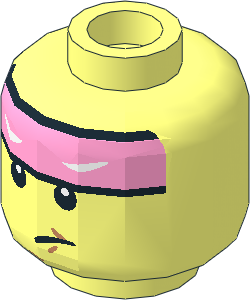 Minifig Head with Bright Pink Headband with White Squinted Batman Eyes Pattern
