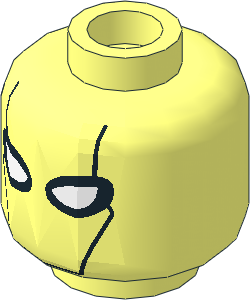 Minifig Head with Black Mask and White Eye Holes and Contour Lines Pattern