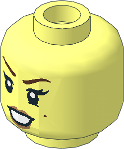 Minifig Head Female with Brown Eyebrows, Medium Nougat Lips and Brown Beauty Mark on Left Side Pattern