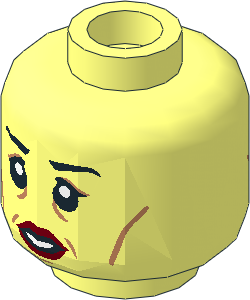Minifig Head Female with Black Eyebrows, Dark Red Lips, Smile / Worry 2-Sided Pattern