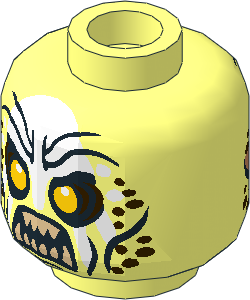 Minifig Head with LOTR Uruk-Hai Scowl and White Hand 2-Sided Pattern (Hollow Stud)