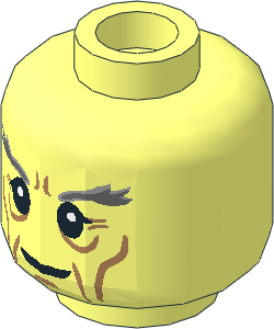 Minifig Head with LOTR Thick Grey Eyebrows and Smile Pattern