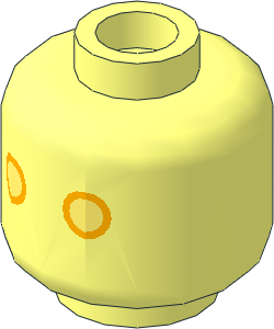 Minifig Head with SW Jawa, Yellow Eyes with Orange Rim Pattern