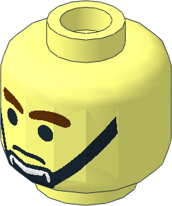 Minifig Head with SW Brown Eyebrows, Solid Black Eyes and Black Chin Strap Pattern