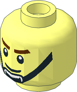 Minifig Head with SW Brown Eyebrows, Smile and Black Chin Strap Pattern