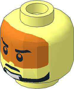 Minifig Head with SW Stern Black Eyebrows, Pupils and Orange Visor Pattern
