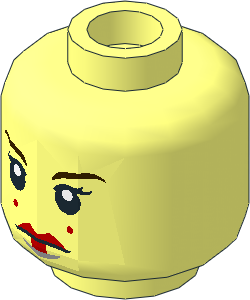 Minifig Head Female with SW Dark Brown Eyebrows, Black Eyelashes, Red Lips and Two Dots on Cheeks Pattern