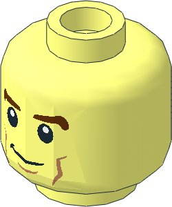 Minifig Head with Brown Eyebrows, Nougat Cheek Lines, Smile / Smile with Teeth 2-Sided Pattern