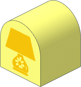 Duplo Brick  2 x  2 x  2 Curved Top with Yellow Table Lamp Pattern