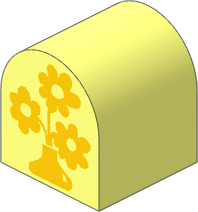 Duplo Brick  2 x  2 x  2 Curved Top with Yellow Vase and Three Flowers Pattern