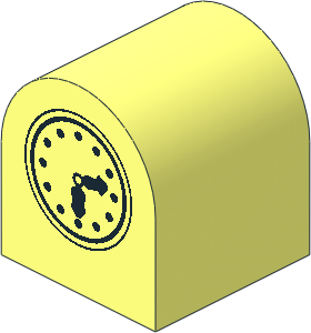 Duplo Brick  2 x  2 x  2 Curved Top with Black Clock Hands 2:30 Pattern