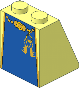 Slope Brick 65  2 x  2 x  2 with Blue Queen's Dress Pattern
