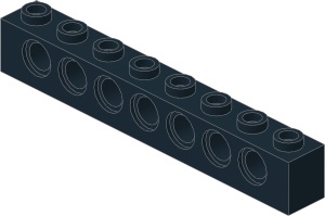 ~_Technic Brick  1 x  8 with Holes Black (Obsolete)