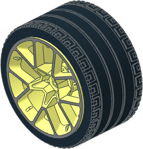 Wheel Rim 42 x 62 with 10 Spokes and 3 Pins with Silver Outline Pattern with Tyre 44/ 22 x 62 ZR Wheel Rim 42 x 62 with 10 Spokes and 3 Pins with Silver Outline Pattern with Tyre 44/ 22 x 62 ZR