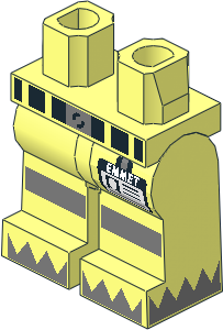 ~Minifig Hips and Legs with Belt and Reflective Stripes, 'EMMET' Badge and Silver Triangles on Feet Pattern (Obsolete) ~Minifig Hips and Legs with Belt and Reflective Stripes, 'EMMET' Badge and Silver Triangles on Feet Pattern (Obsolete)