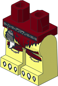 ~Minifig Hips and Legs with Dark Grey Belt, Dark Red Loincloth, White Claws, Fur Tail Pattern (Obsolete) ~Minifig Hips and Legs with Dark Grey Belt, Dark Red Loincloth, White Claws, Fur Tail Pattern (Obsolete)