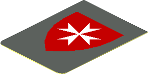 Sticker Minifig Vest with Shield with White Maltese Cross on Dark Grey Background