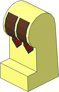 ~Minifig Leg Left with Leather Straps and Red Diamonds Pattern (Obsolete)