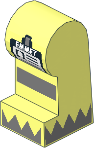 ~Minifig Leg Left with 'EMMET' Badge, Reflective Stripe and Silver Triangles on Foot Pattern (Obsolete) ~Minifig Leg Left with 'EMMET' Badge, Reflective Stripe and Silver Triangles on Foot Pattern (Obsolete)