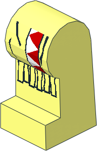~Minifig Leg Left with Red/White Triangles Pattern (Obsolete) ~Minifig Leg Left with Red/White Triangles Pattern (Obsolete)