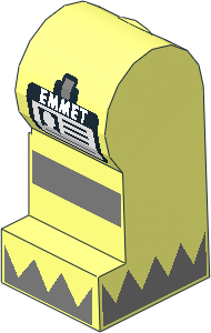 ~Minifig Leg Left with 'EMMET' Badge, Reflective Stripe and Silver Triangles on Feet Pattern (Obsolete) ~Minifig Leg Left with 'EMMET' Badge, Reflective Stripe and Silver Triangles on Feet Pattern (Obsolete)