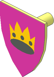 Minifig Shield Triangular with Crown on Dark-Pink Sticker