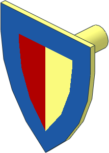 Minifig Shield Triangular with Red in Blue Frame Pattern