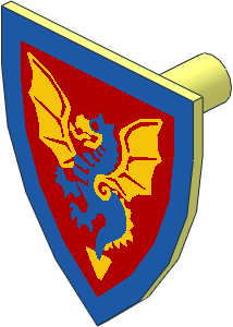 Minifig Shield Triangular with Blue Dragon Pattern