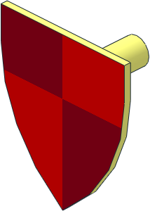 Minifig Shield Triangular with Maroon/Red Quarters Pattern