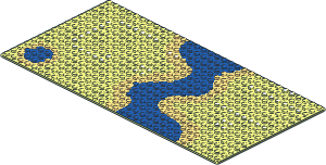 Baseplate 16 x 32 with Square Corners with River and Set 6071 Dots Pattern