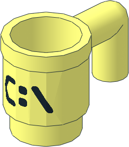 Minifig Cup with Black "C:\" Pattern