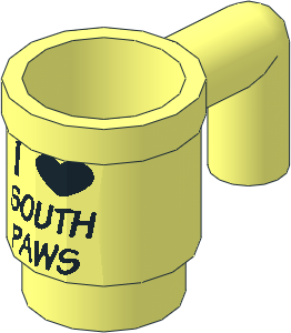 Minifig Cup with Black "I Heart SOUTH PAWS" Pattern Minifig Cup with Black "I Heart SOUTH PAWS" Pattern