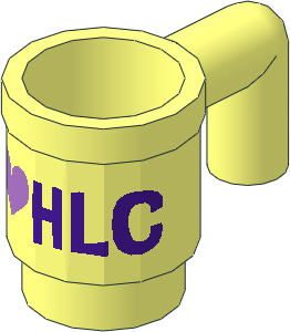 Minifig Cup with Medium Lilac and Medium Lavender "I Heart HLC" Pattern Minifig Cup with Medium Lilac and Medium Lavender "I Heart HLC" Pattern