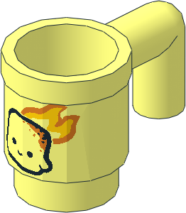 Minifig Cup with Black Outlined Marshmallow Face and Yellow and Orange Flames Pattern Minifig Cup with Black Outlined Marshmallow Face and Yellow and Orange Flames Pattern