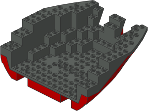 ~_Boat Stern 16 x 14 x  5 & 1/3 Red/Dark Grey (Obsolete)
