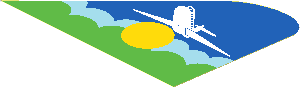 Sticker  2.9 x  4.0 with White Airplane, Yellow Disc and Sky Scene - Right
