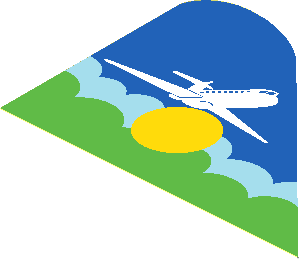 Sticker 2.9 x 4.0 with White Airplane, Yellow Disc and Sky Scene - Left Sticker 2.9 x 4.0 with White Airplane, Yellow Disc and Sky Scene - Left