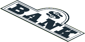 Sticker  3.3 x  7.6 with "$" and "BANK" Sign