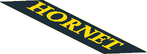 Sticker 1.7 x 8.85 Parallelogram with Yellow "HORNET" on Black Background - Skewed Right Sticker 1.7 x 8.85 Parallelogram with Yellow "HORNET" on Black Background - Skewed Right